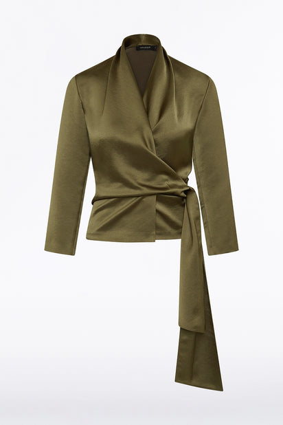 MOSS SATIN WRAP TOP
