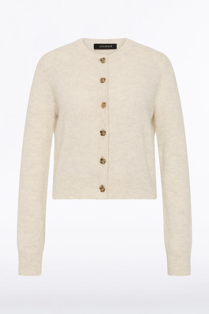 IVORY BRUSHED KNIT CARDIGAN