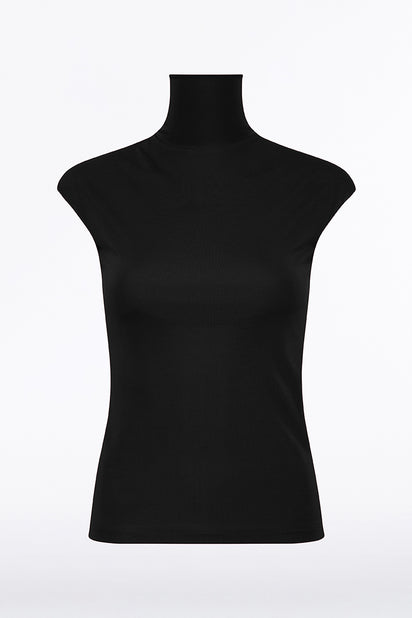 BLACK MATTE JERSEY EXTENDED POLO