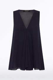 NAVY GEORGETTE FLUTED TANK