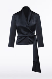 INK SATIN WRAP TOP