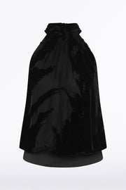 BLACK VELVET BURNOUT HALTER TOP