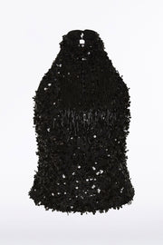 BLACK FRINGE SEQUIN LACE BODICE