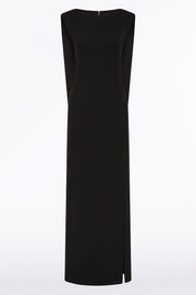 BLACK CREPE FRONT SPLIT GOWN