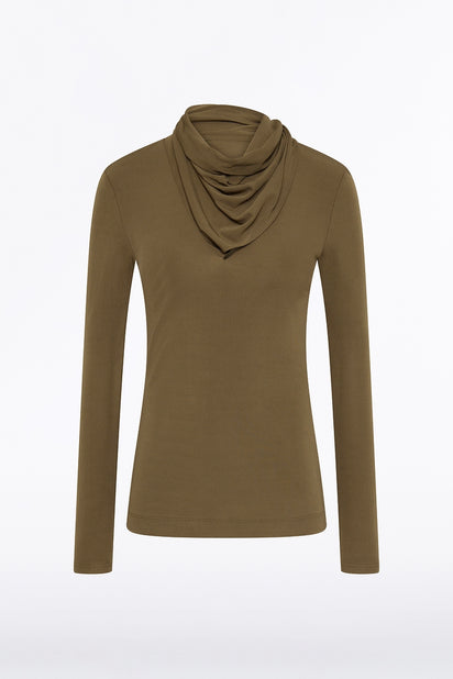 PALM MATTE JERSEY LONG SLEEVE SCARF TOP