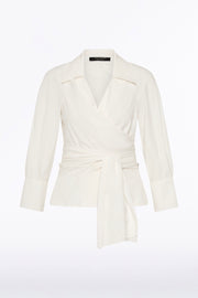 IVORY COTTON TAFFETA WRAP TOP