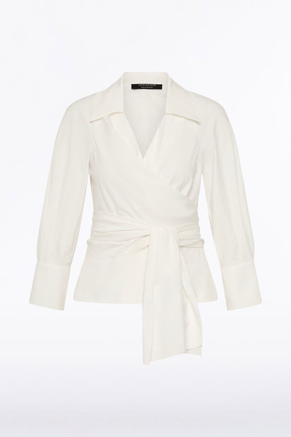 IVORY COTTON TAFFETA WRAP TOP