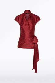 UNDERCURRENT SILK VISCOSE STRETCH CAP SLEEVE WRAP TOP