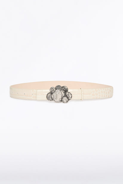 IVORY CROC CLUSTER COIN BELT