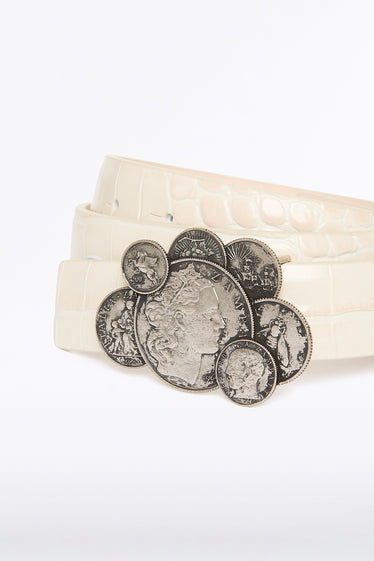 IVORY CROC CLUSTER COIN BELT