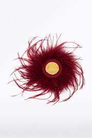 CABERNET FEATHER BROOCH