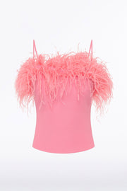 ROSE PINK CREPE FEATHER TOP