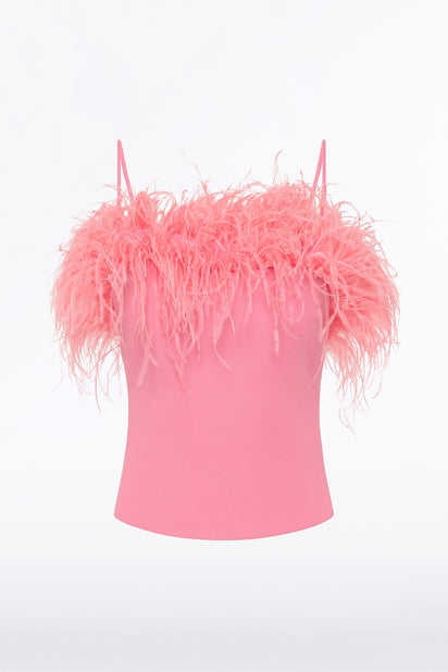 ROSE PINK CREPE FEATHER TOP