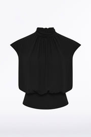 BLACK GEORGETTE SCARF TOP