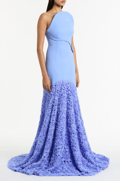 CORNFLOWER NASTRO STRAPLESS GOWN