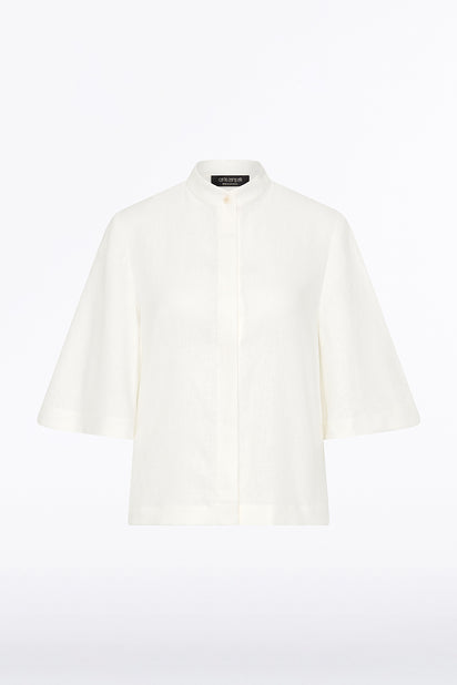 IVORY LINEN BOX SLEEVE SHIRT