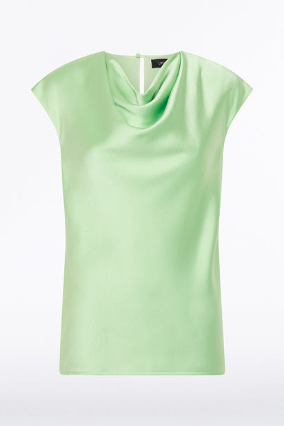 PERIDOT SATIN COWL NECK TOP