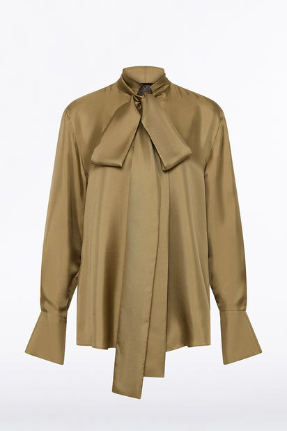 KELP SILK RIBBON COLLAR SHIRT