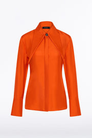 TANGERINE SILK TWILL LONG COLLAR SHIRT