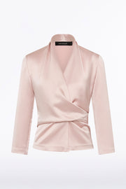BLUSH LUSTRE SATIN WRAP TOP