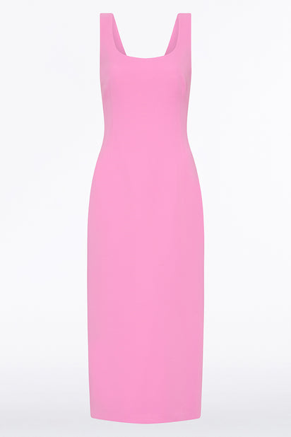 ZINNIA CREPE SQUARE NECK MIDI DRESS