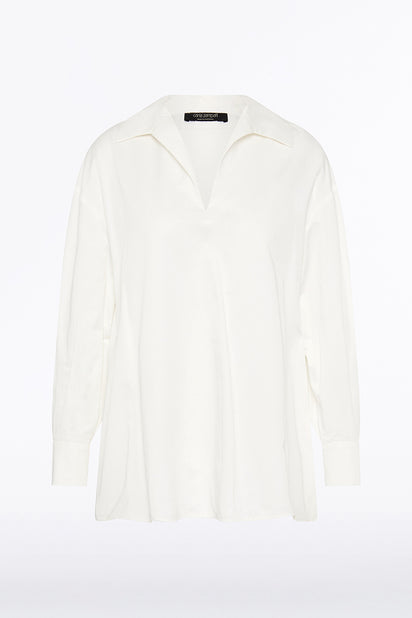 WHITE COTTON TAFFETA SHIRT