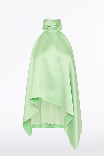 PERIDOT SATIN DRAPED HALTER TOP