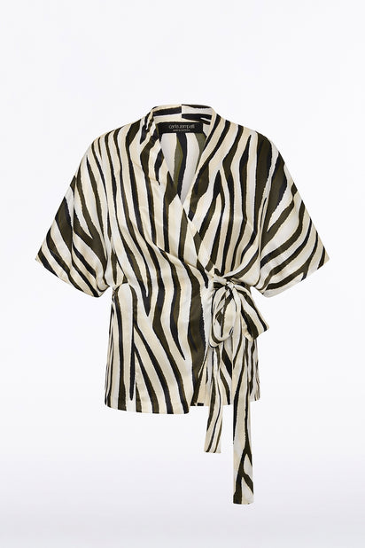 BOLD STRIPE PRINT GATHER TOP