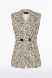 SHIMMER FLECK TWEED LONG LINE VEST