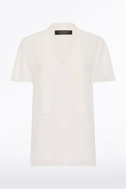 CREAM GEORGETTE FLUTED TIE TOP