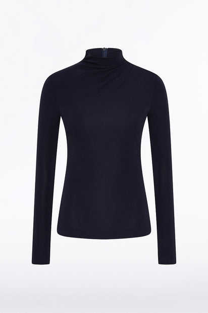 LIBERTY MATTE JERSEY GATHERED SHOULDER TOP