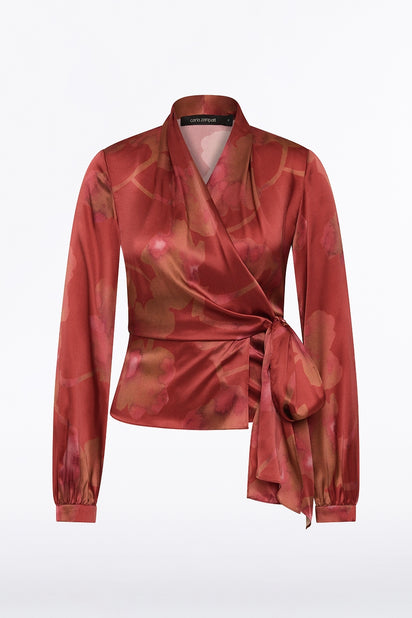 GRANDIFLORA SILK WRAP TOP