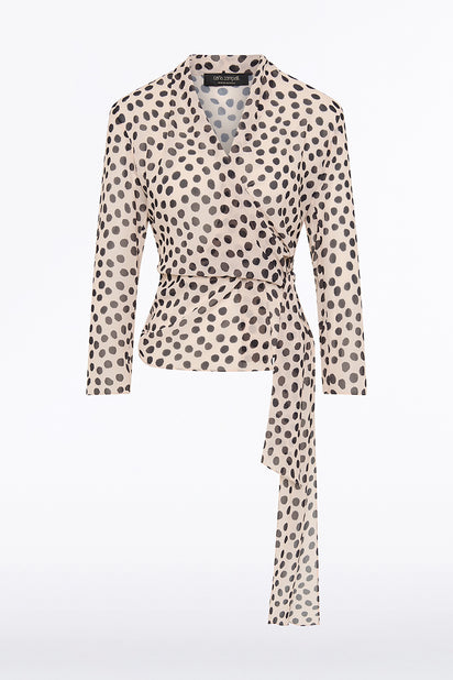 ROSA SPOT GEORGETTE WRAP TOP