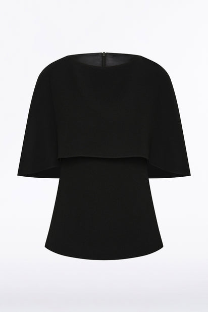 BLACK CREPE CAPE TOP