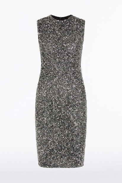 CHROME CRUSHED SEQUIN MINI DRESS