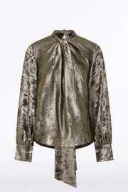 BURNISHED METALLIC TWIST FRONT BLOUSE