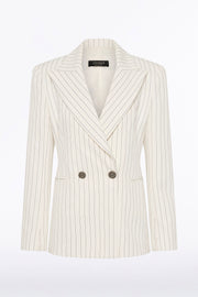 IVORY PINSTRIPE LINEN DOUBLE BREASTED JACKET