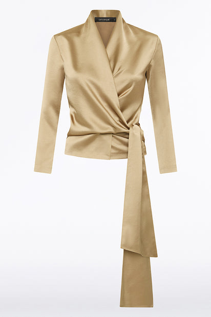 TOURMALINE SATIN WRAP TOP
