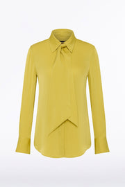 PEAR SILK SATIN GEORGETTE SCARF DETAIL BLOUSE