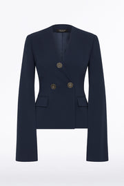 NAVY CREPE MONETA ROME JACKET