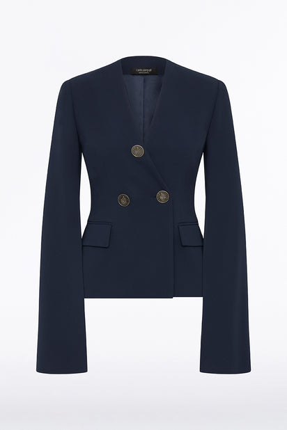 NAVY CREPE MONETA ROME JACKET