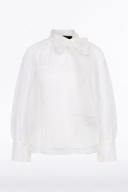 IVORY ORGANZA TIE BLOUSE