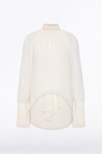 IVORY GEORGETTE HIGH LOW BLOUSE