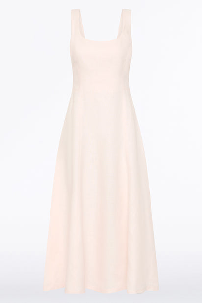 ROSA LINEN SQUARE NECK MIDI DRESS