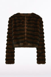 MOCHA CROPPED FUR JACKET