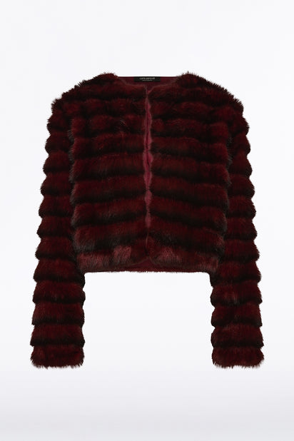 BORDEAUX CROPPED FUR JACKET