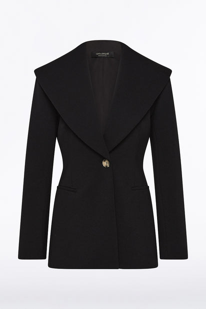 BLACK PONTE WIDE SHAWL COLLAR JACKET