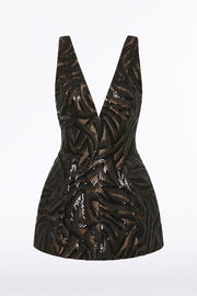 BLACK SWIRL SEQUIN PEPLUM TOP
