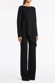 BLACK PONTE WIDE LEG PANT
