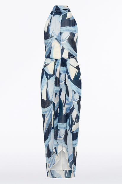 PAINTED FLORAL GEORGETTE WRAP DRESS